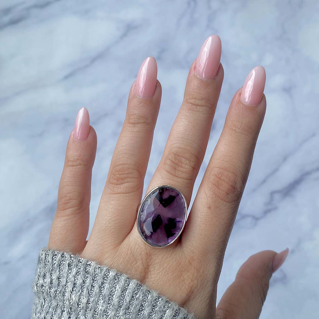 Star Amethyst Adjustable Ring-(STA-R-3.)